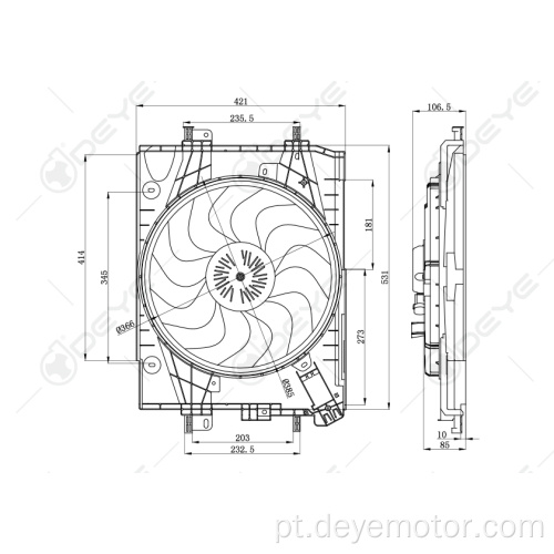 Ventilador elétrico auto radiador 12v para DACIA SANDERO